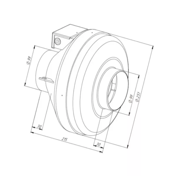 Naveka V(EC1)- 100(Bs190) (пластиковый корпус) (0,09 кВт) круглый канальный вентилятор, фото 2