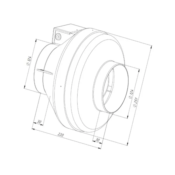 Naveka V(EC1)- 125(Bs190) (пластиковый корпус) (0,09 кВт) круглый канальный вентилятор, фото 2